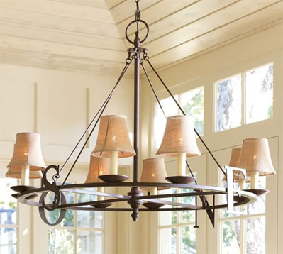 You can never go wrong with a linen clip-on chandelier shade!  The airy look of linen adds beautiful accent to your iron, metal or wood chandelier… but why not try them on more traditional styles of chandeliers or sconces?  There is no limit to the possibilities!